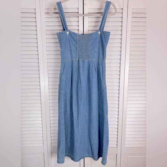 Levi’s Light Neppy Chambray Cotton Linen Overall Sundress Blue Size 0/XS - Picture 7 of 11